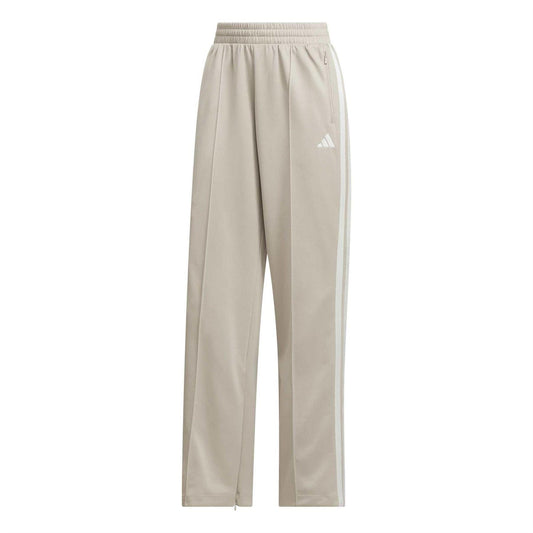 Beige - Front - Adidas Womens-Ladies 3 Stripes Tracksuit Bottoms