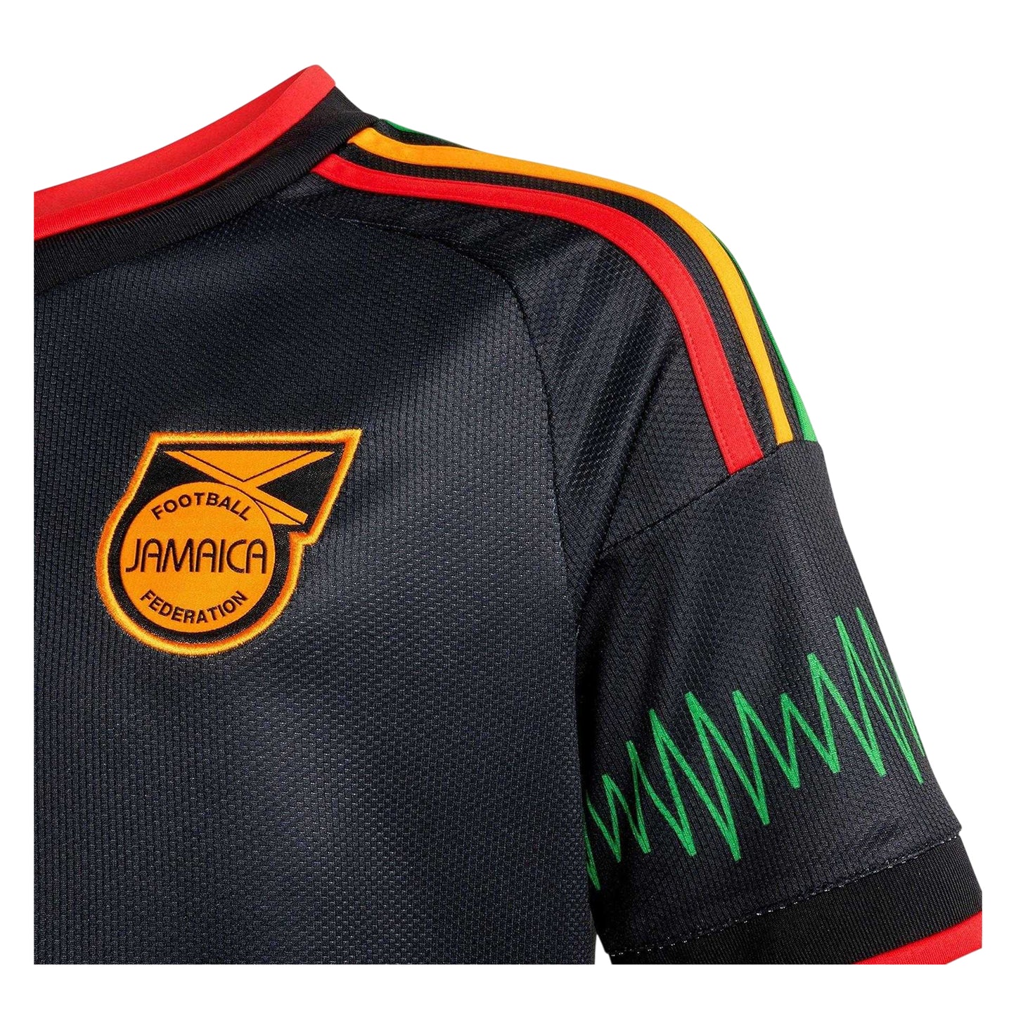 Black-Yellow - Side - Adidas Childrens-Kids Bob Marley 2026 Jamaica Away Shirt