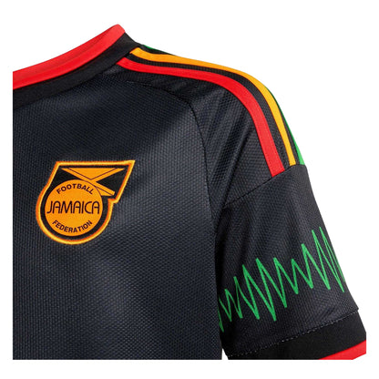 Black-Yellow - Side - Adidas Childrens-Kids Bob Marley 2026 Jamaica Away Shirt