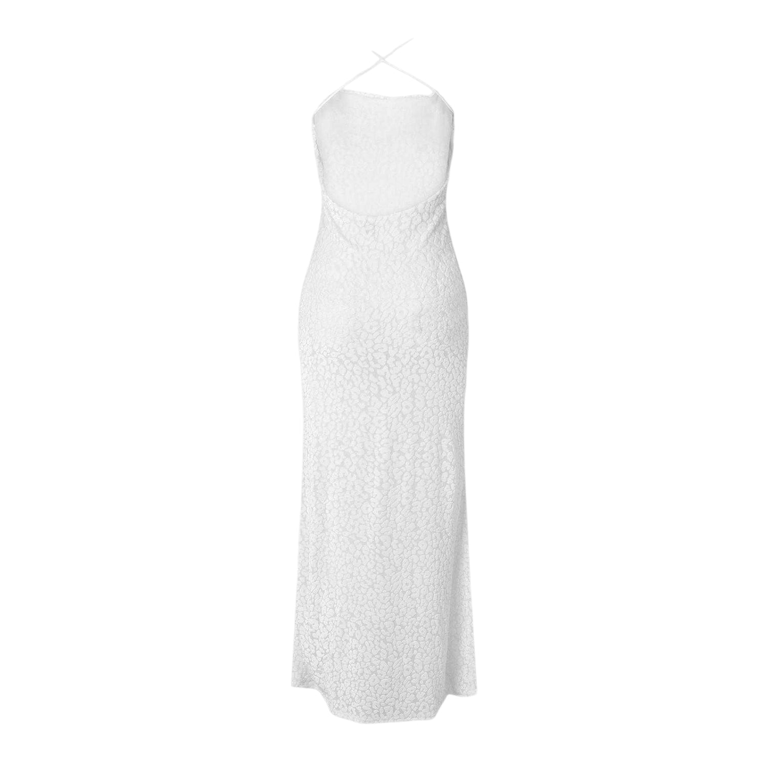 White - Back - Grace Jacob Womens-Ladies Leopard Print Maxi Dress