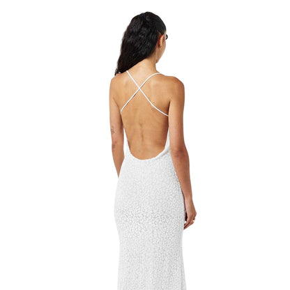 White - Lifestyle - Grace Jacob Womens-Ladies Leopard Print Maxi Dress