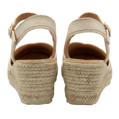 Natural - Back - Lotus Shoes Womens-Ladies Bronya Espadrille Wedge Sandals