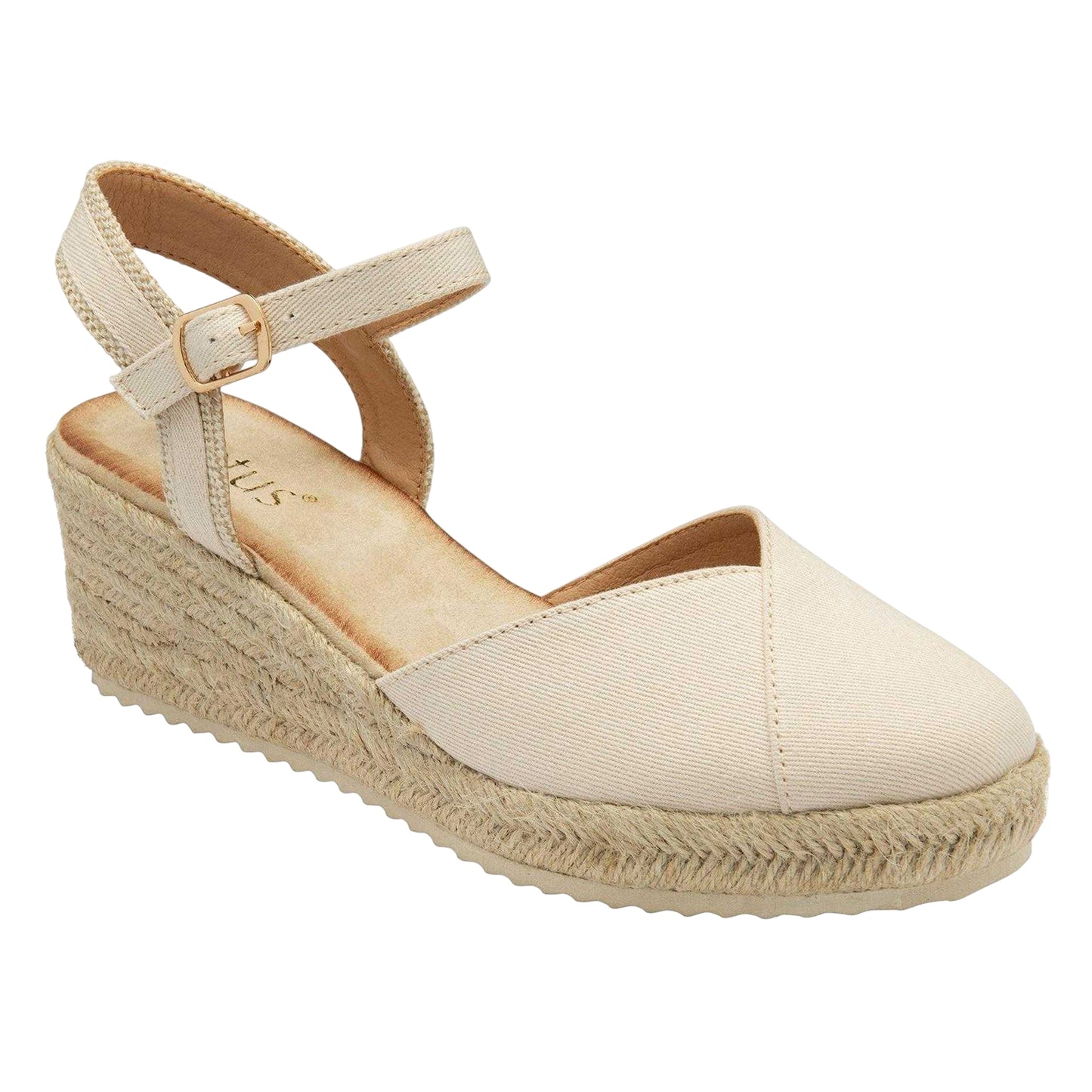 Natural - Front - Lotus Shoes Womens-Ladies Bronya Espadrille Wedge Sandals