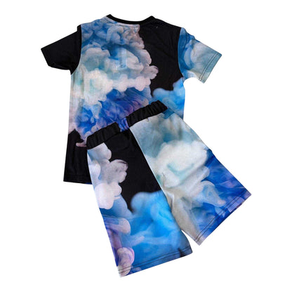 Multiple Choice - Back - DFND London Childrens-Kids Cloud Print T-Shirt & Shorts Set
