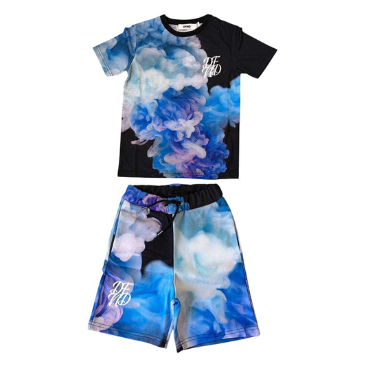 Multiple Choice - Front - DFND London Childrens-Kids Cloud Print T-Shirt & Shorts Set