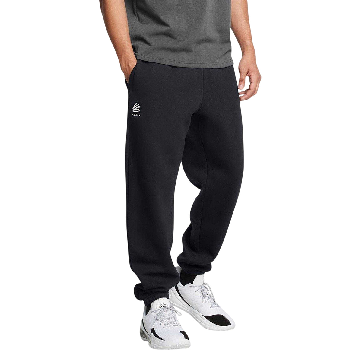 Black - Side - Under Armour Mens Curry Joggers