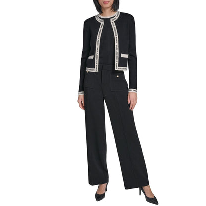 Black-Mocha Bisque - Lifestyle - Karl Lagerfeld Womens-Ladies Long-Sleeved Cardigan