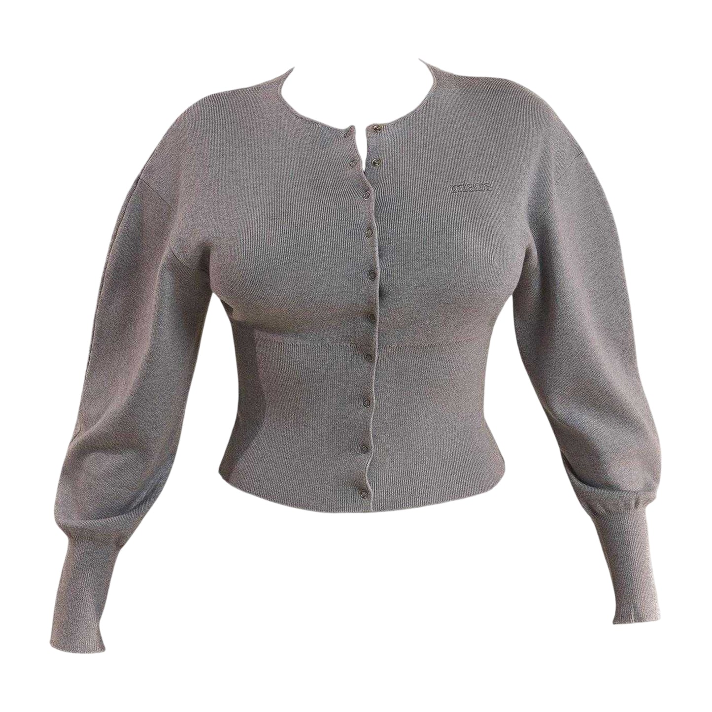 Grey - Front - Mars The Label Womens-Ladies Relaxed Fit Puff Sleeve Cardigan