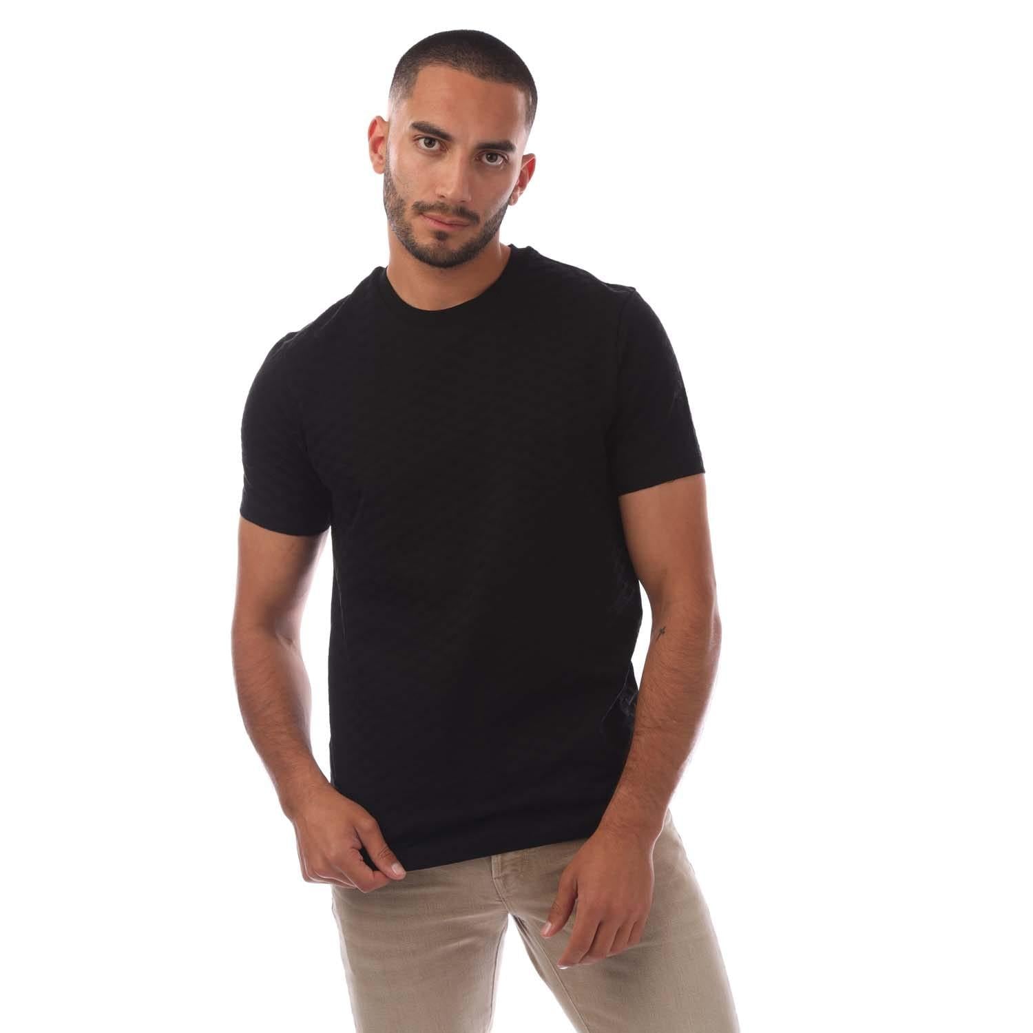 Black - Front - Emporio Armani Mens Eagle Jacquard All-Over Print T-Shirt