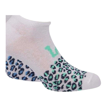 White - Side - Lee Womens-Ladies Leopard Print Liner Socks (Pack of 3)