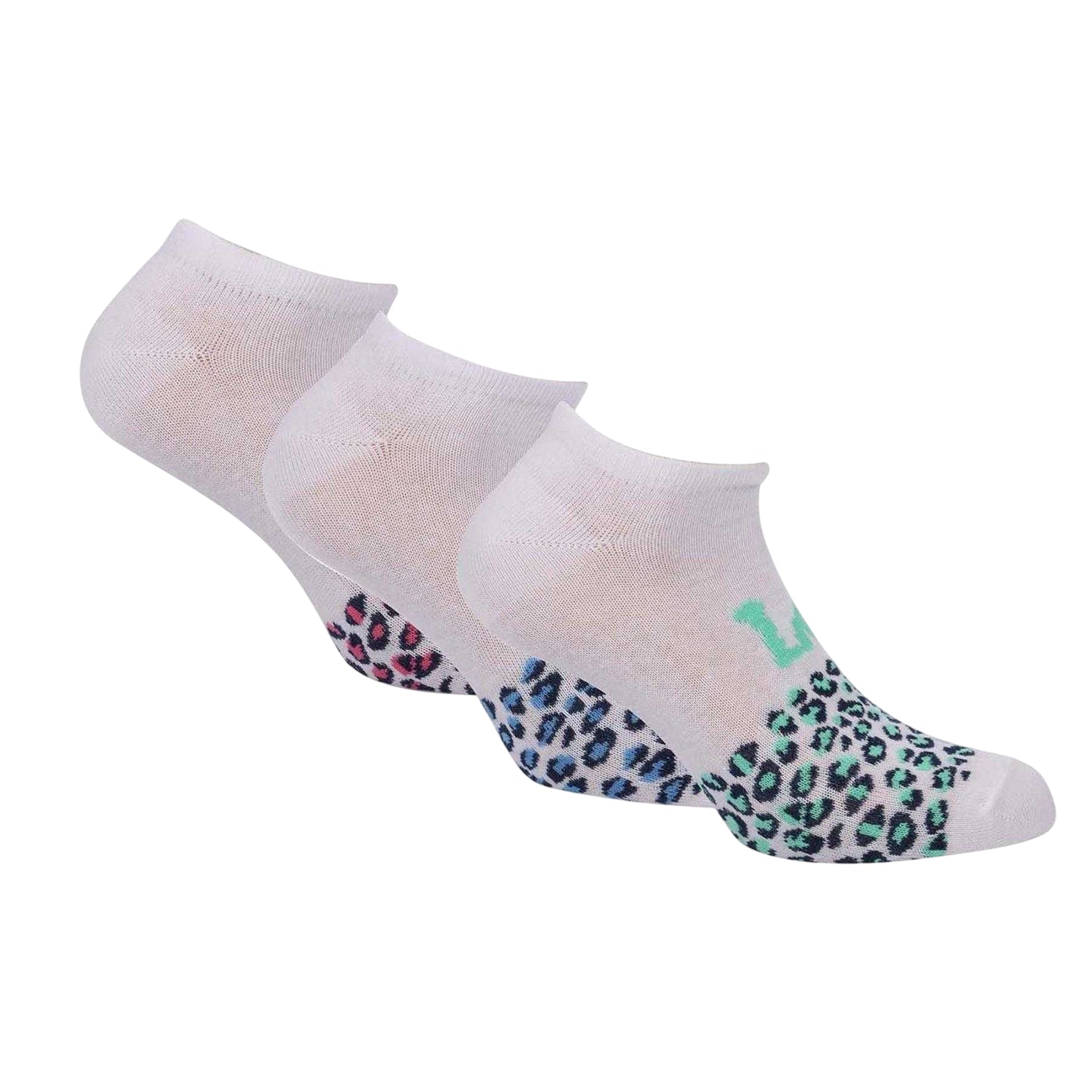White - Front - Lee Womens-Ladies Leopard Print Liner Socks (Pack of 3)
