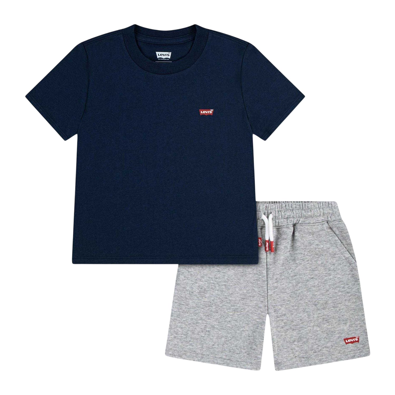 Dress Blues-Grey - Front - Levis Childrens-Kids Logo T-Shirt & Shorts Set