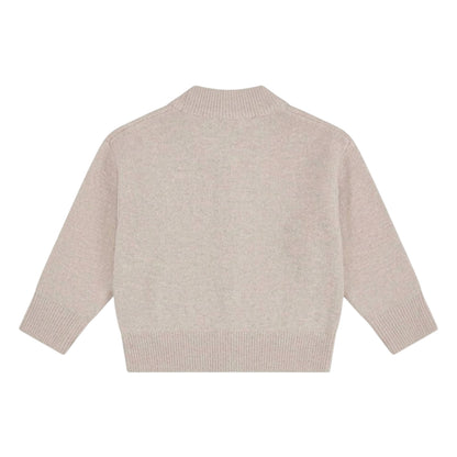 Beige - Back - Couture Club Childrens-Kids Embroidered Logo Cardigan