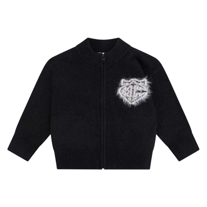 Black - Front - Couture Club Childrens-Kids Embroidered Logo Cardigan
