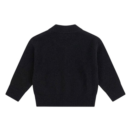 Black - Back - Couture Club Childrens-Kids Embroidered Logo Cardigan