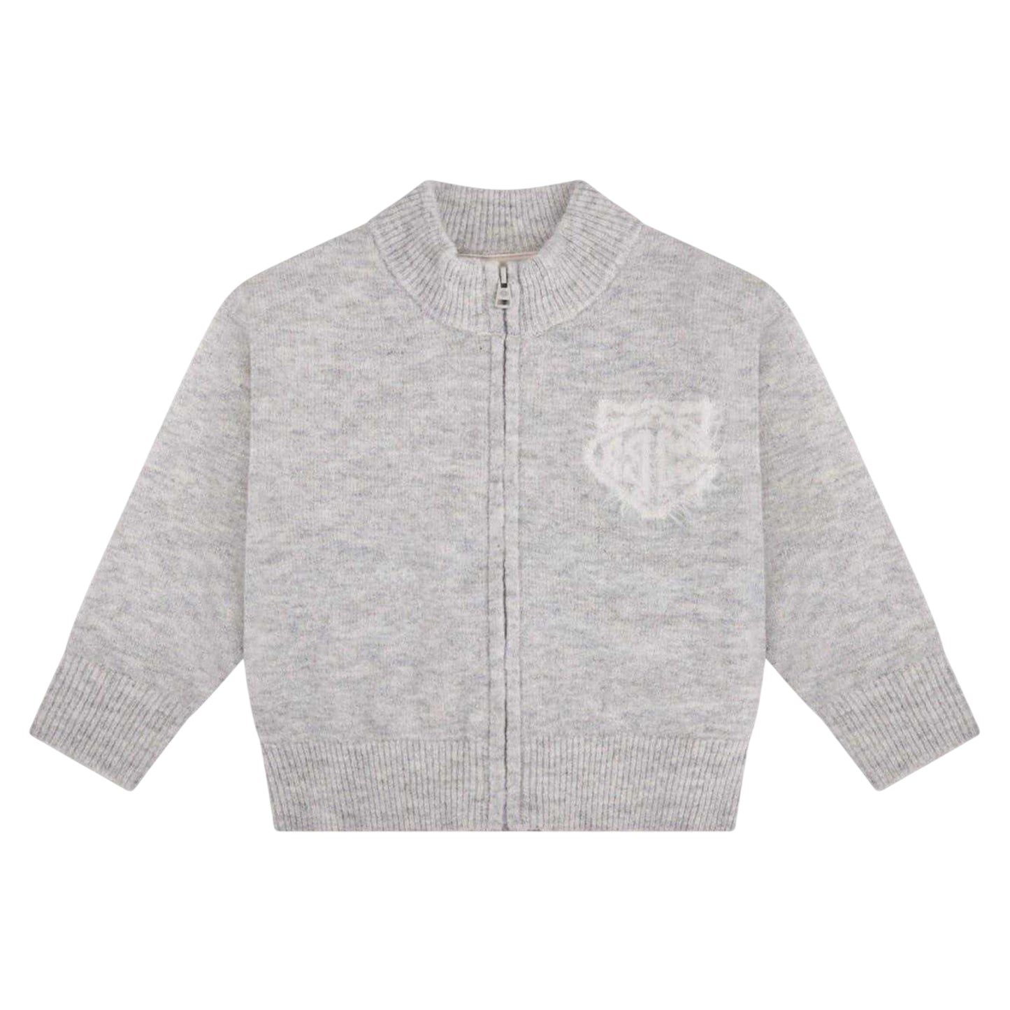 Grey Marl - Front - Couture Club Childrens-Kids Embroidered Logo Cardigan