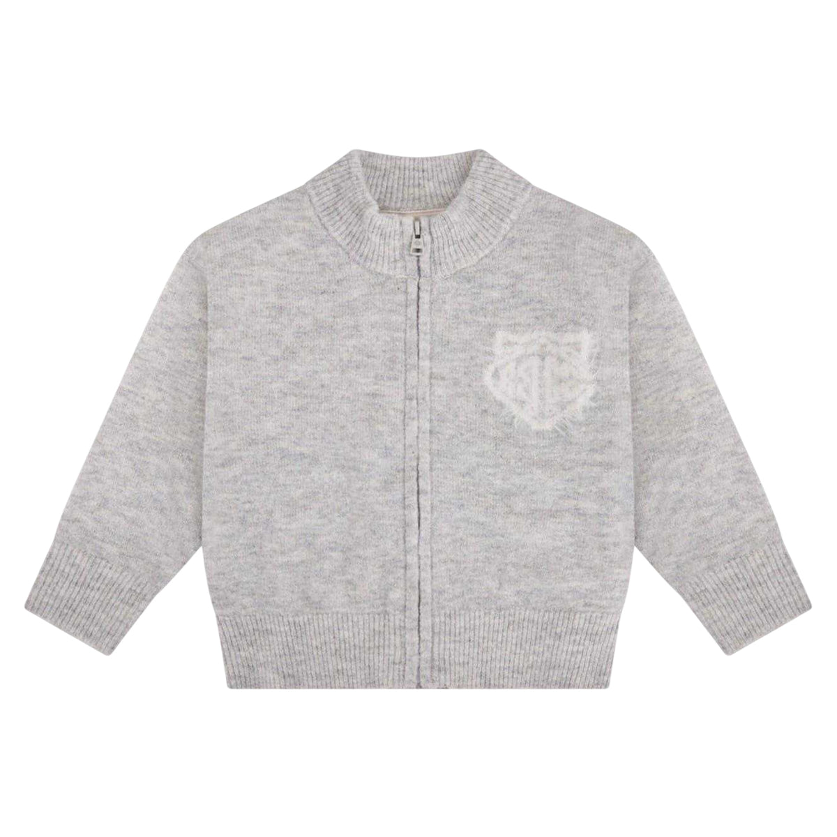 Grey Marl - Front - Couture Club Childrens-Kids Embroidered Logo Cardigan
