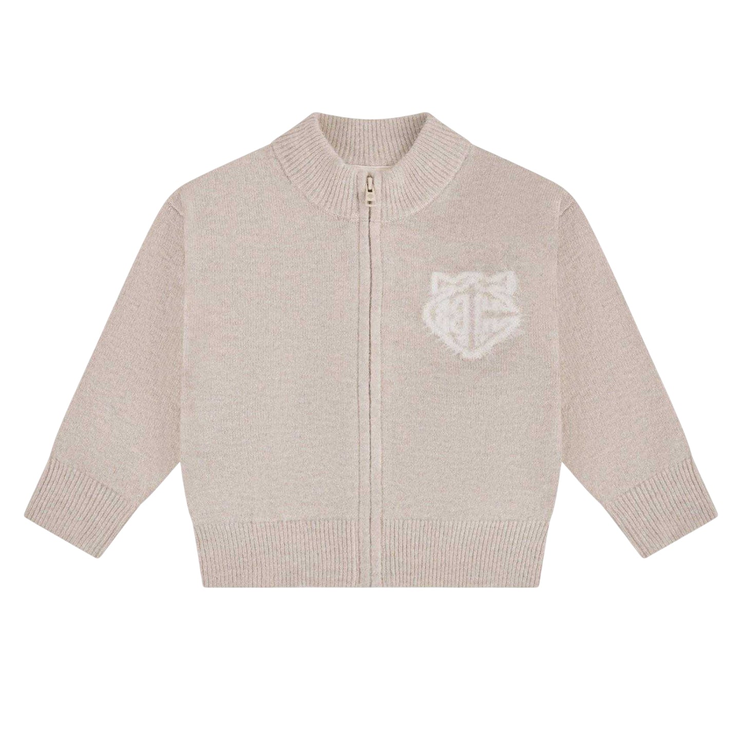 Beige - Front - Couture Club Childrens-Kids Embroidered Logo Cardigan