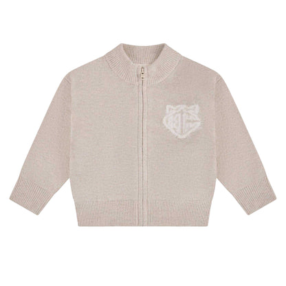 Beige - Front - Couture Club Childrens-Kids Embroidered Logo Cardigan