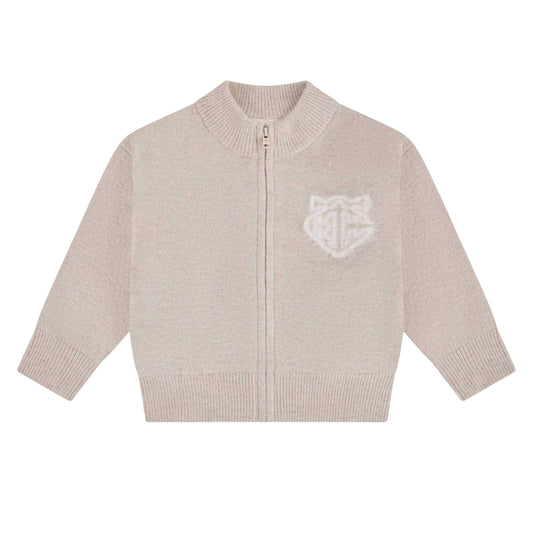 Beige - Front - Couture Club Childrens-Kids Embroidered Logo Cardigan