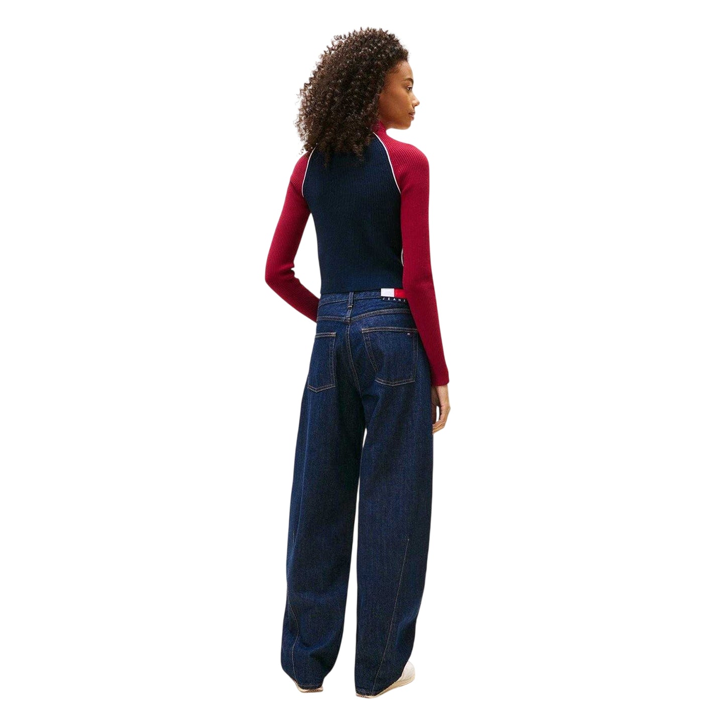 Dark Navy - Back - Tommy Jeans Womens-Ladies Colour Block Full Zip Cardigan