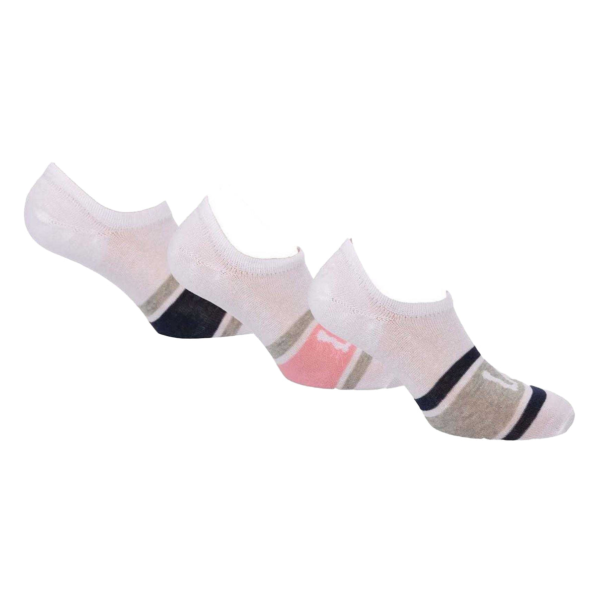 White - Front - Lee Womens-Ladies Colour Block Liner Socks (Pack of 3)