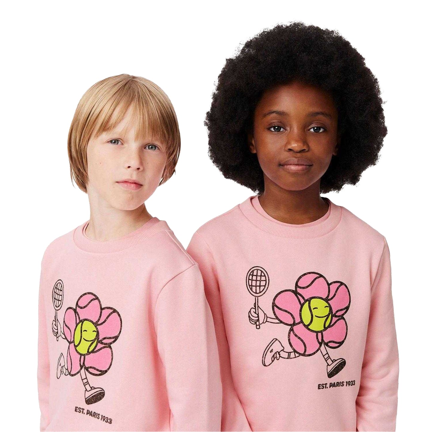 Pink - Side - Lacoste Childrens-Kids Printed Crew Neck Sweatshirt