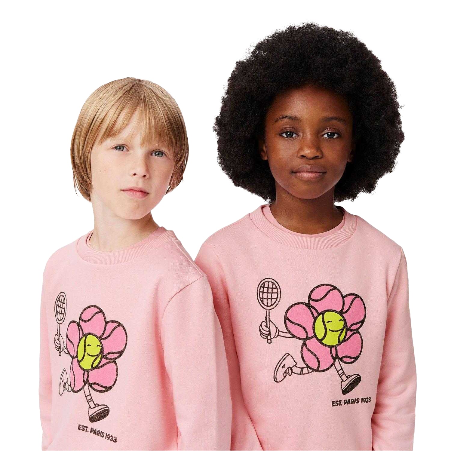 Pink - Side - Lacoste Childrens-Kids Printed Crew Neck Sweatshirt