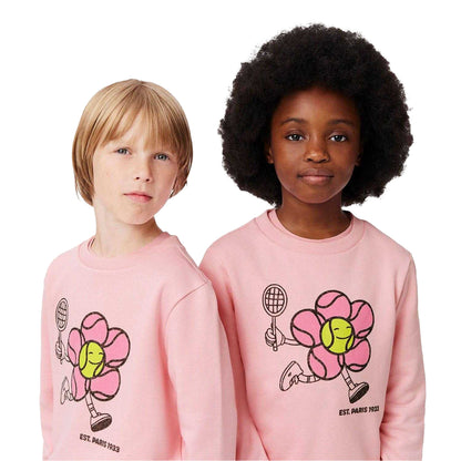 Pink - Side - Lacoste Childrens-Kids Printed Crew Neck Sweatshirt