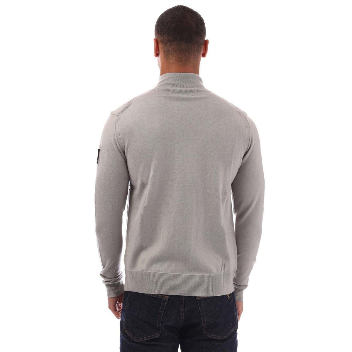 Grey - Back - Belstaff Mens Full Zip Cardigan