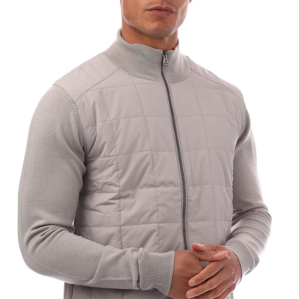 Grey - Side - Belstaff Mens Full Zip Cardigan
