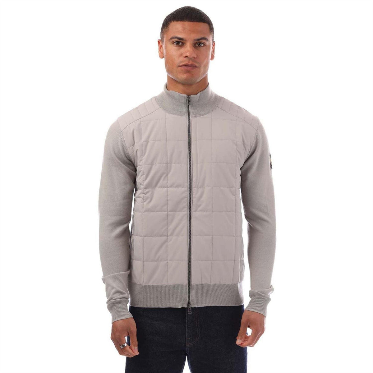 Grey - Front - Belstaff Mens Full Zip Cardigan