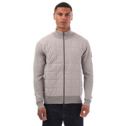 Grey - Front - Belstaff Mens Full Zip Cardigan