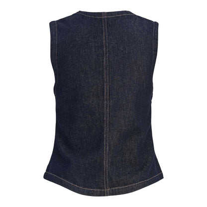 Dark Blue - Back - JJXX Womens-Ladies Denim Sleeveless Waistcoat