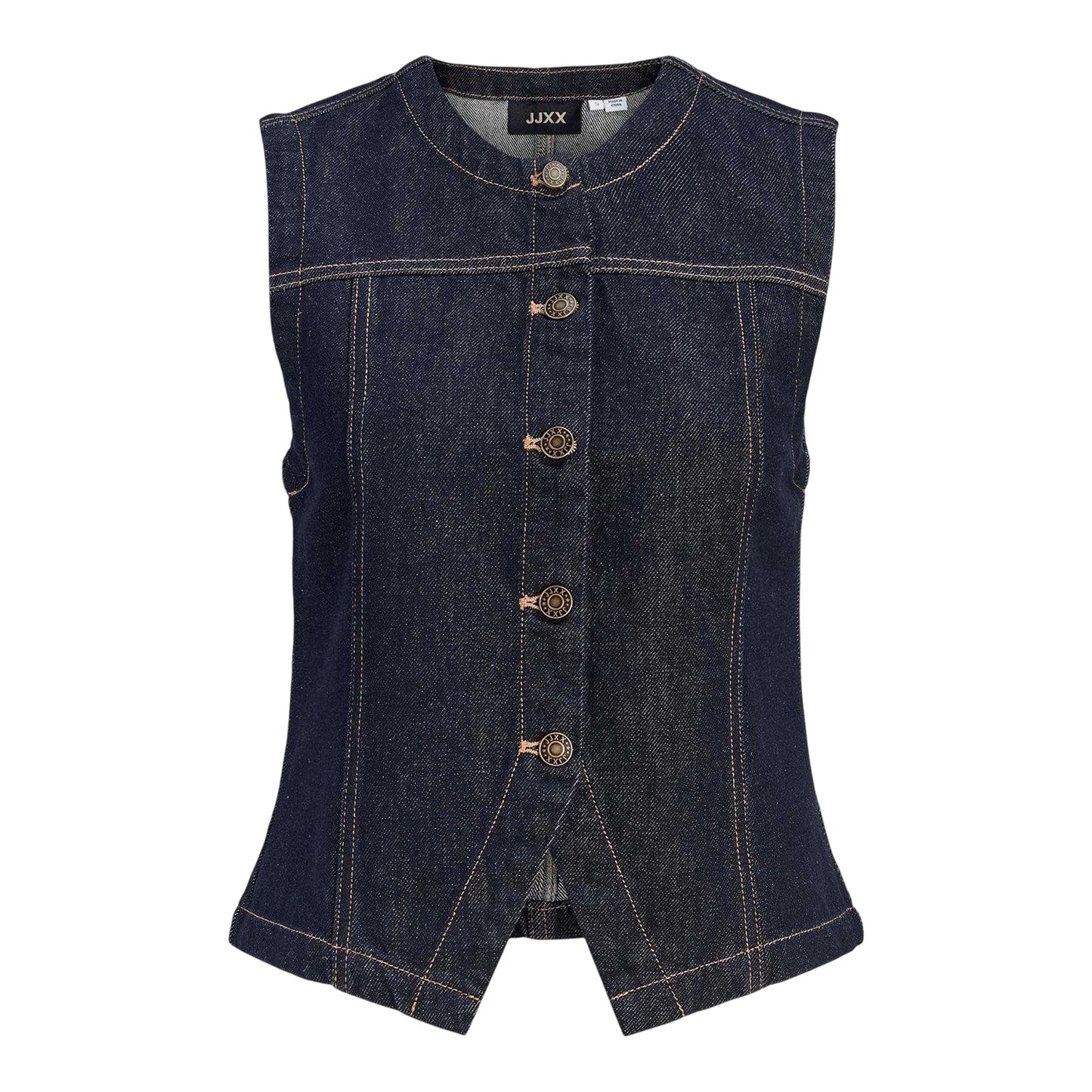 Dark Blue - Front - JJXX Womens-Ladies Denim Sleeveless Waistcoat