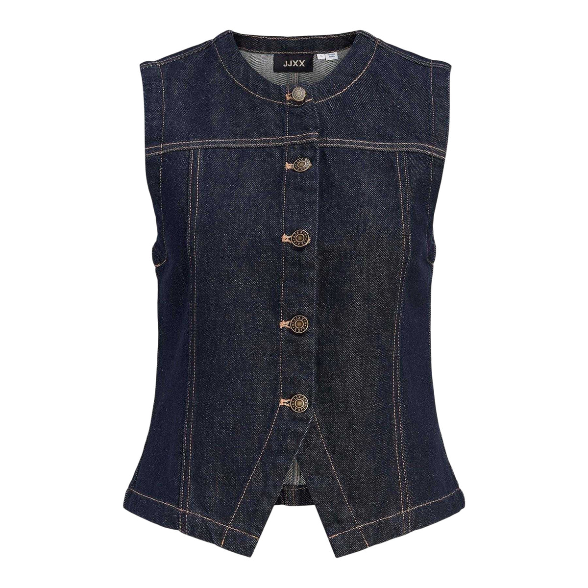Dark Blue - Front - JJXX Womens-Ladies Denim Sleeveless Waistcoat