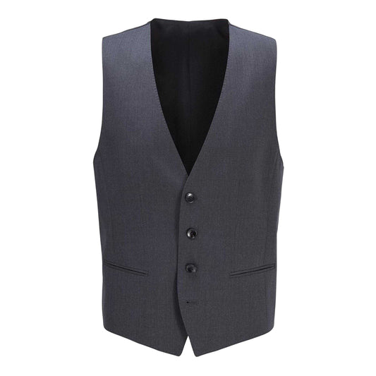 Dark Grey - Front - Boss Mens Wilson Virgin Wool Waistcoat