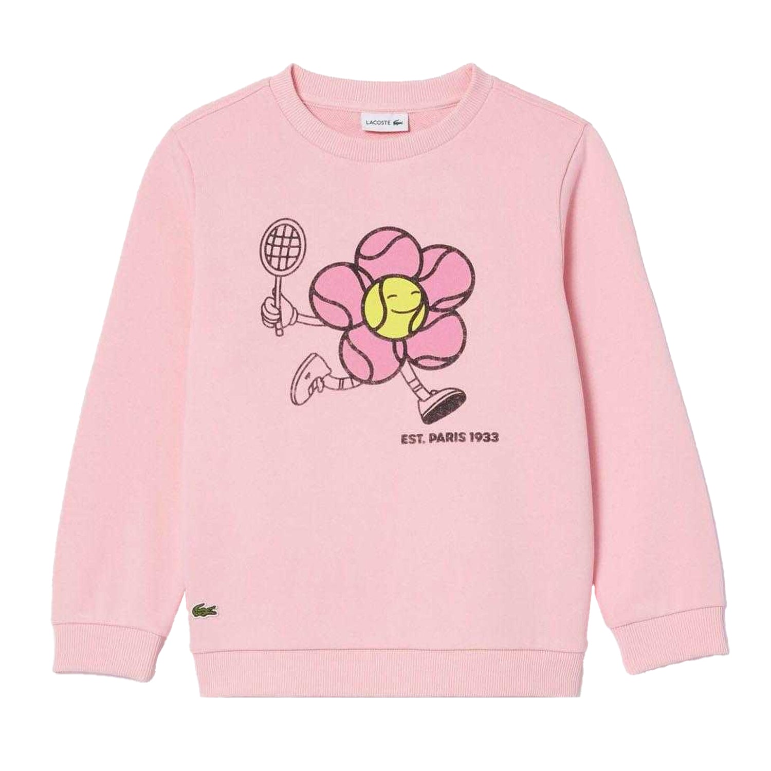 Pink - Front - Lacoste Childrens-Kids Printed Crew Neck Sweatshirt