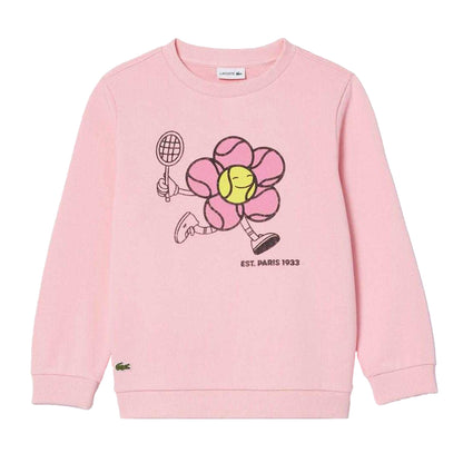 Pink - Front - Lacoste Childrens-Kids Printed Crew Neck Sweatshirt