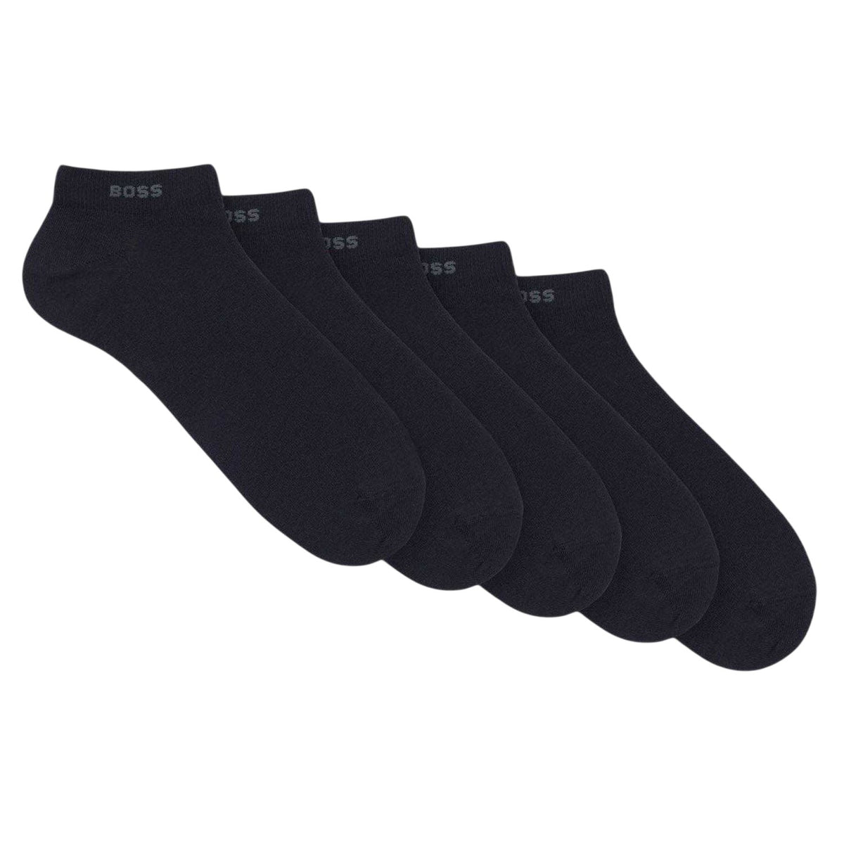 Dark Blue - Front - Boss Mens Cotton Blend Ankle Socks (Pack of 5)