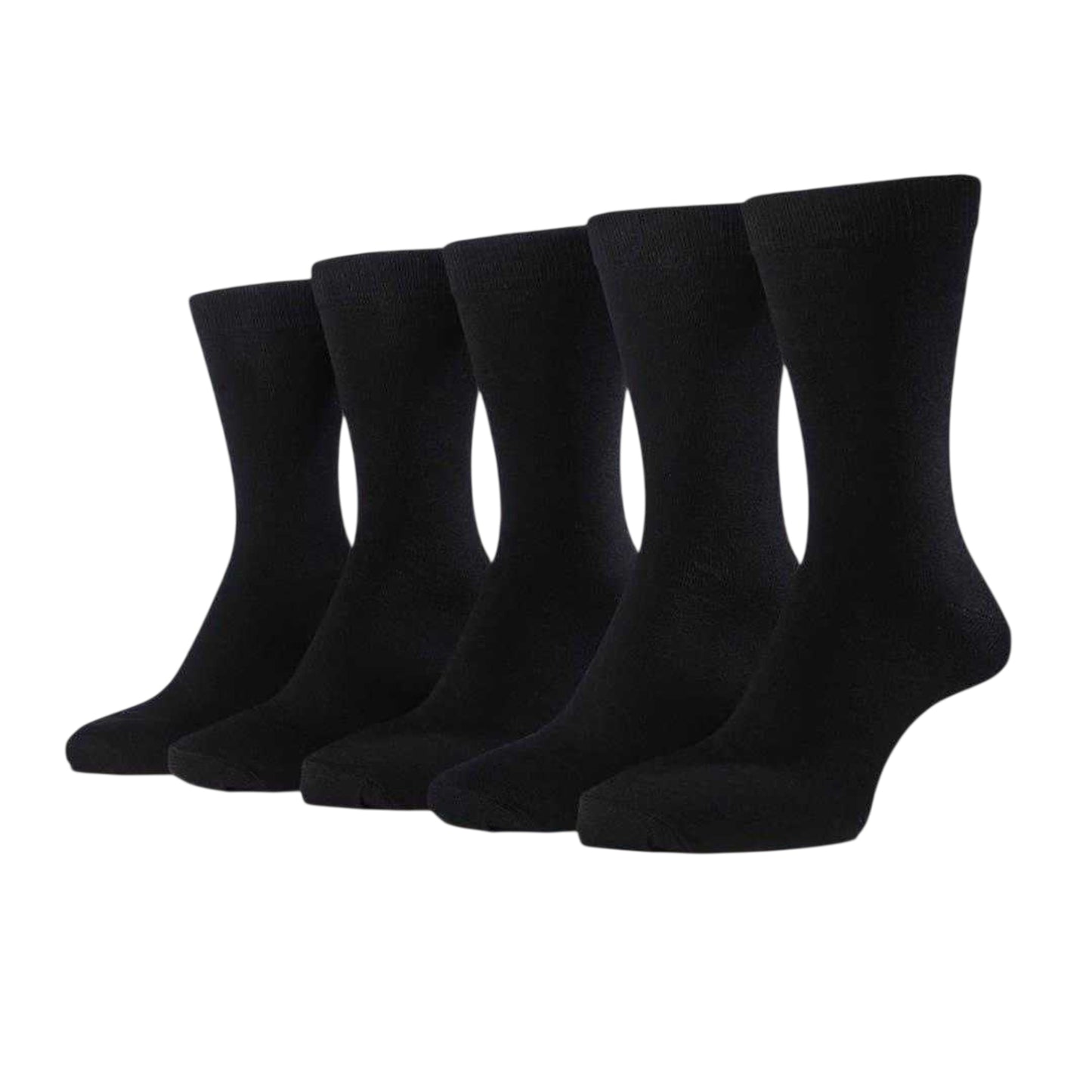 Black - Back - Farah Mens Long Cotton Blend Crew Socks (Pack of 5)