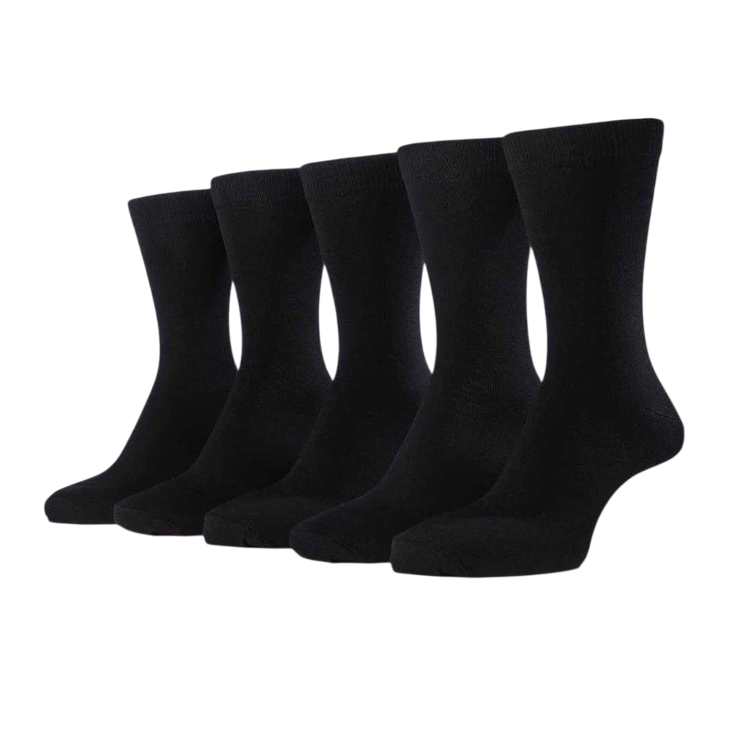 Black - Back - Farah Mens Long Cotton Blend Crew Socks (Pack of 5)