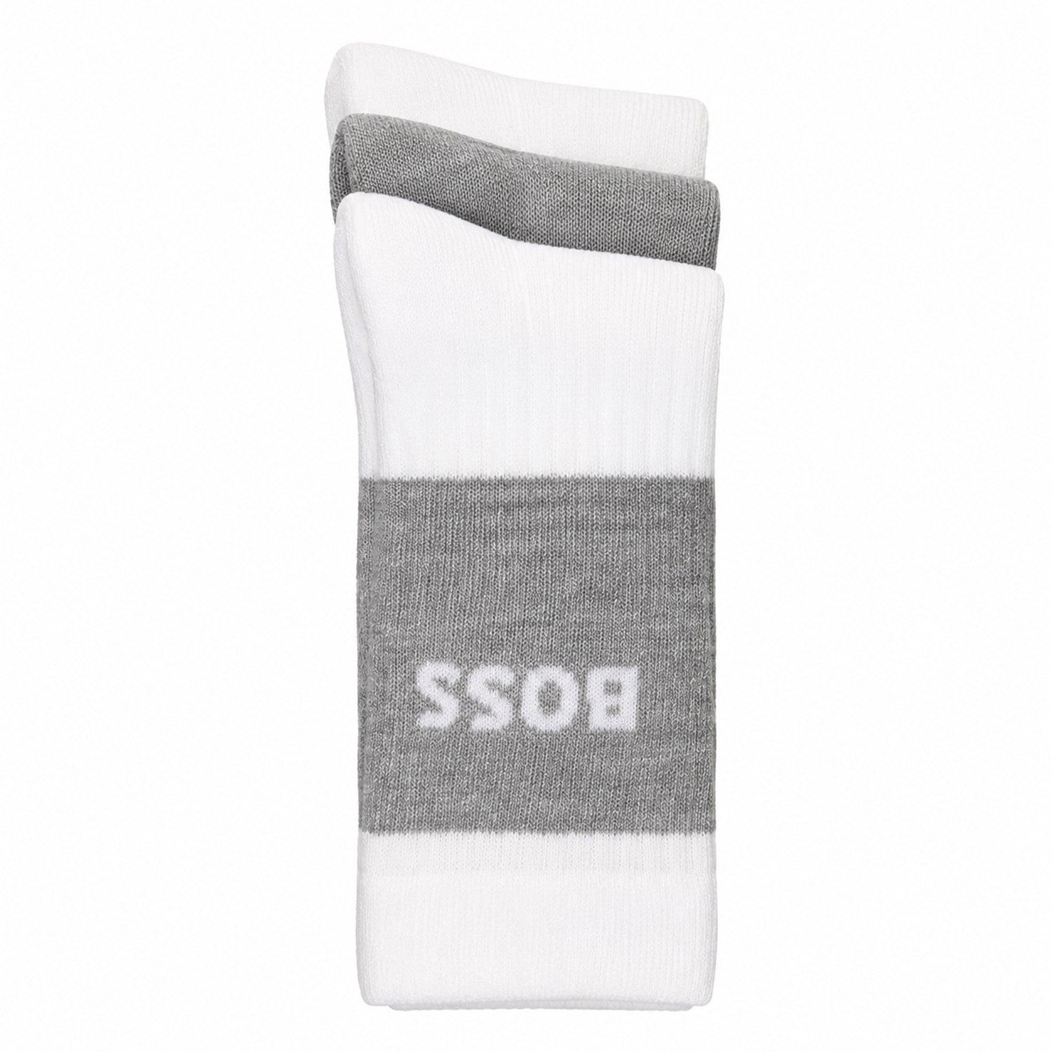 White - Side - Boss Mens Quarter Cotton Blend Socks (Pack of 3)