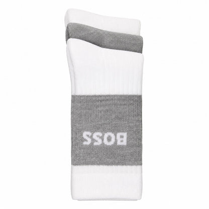 White - Side - Boss Mens Quarter Cotton Blend Socks (Pack of 3)