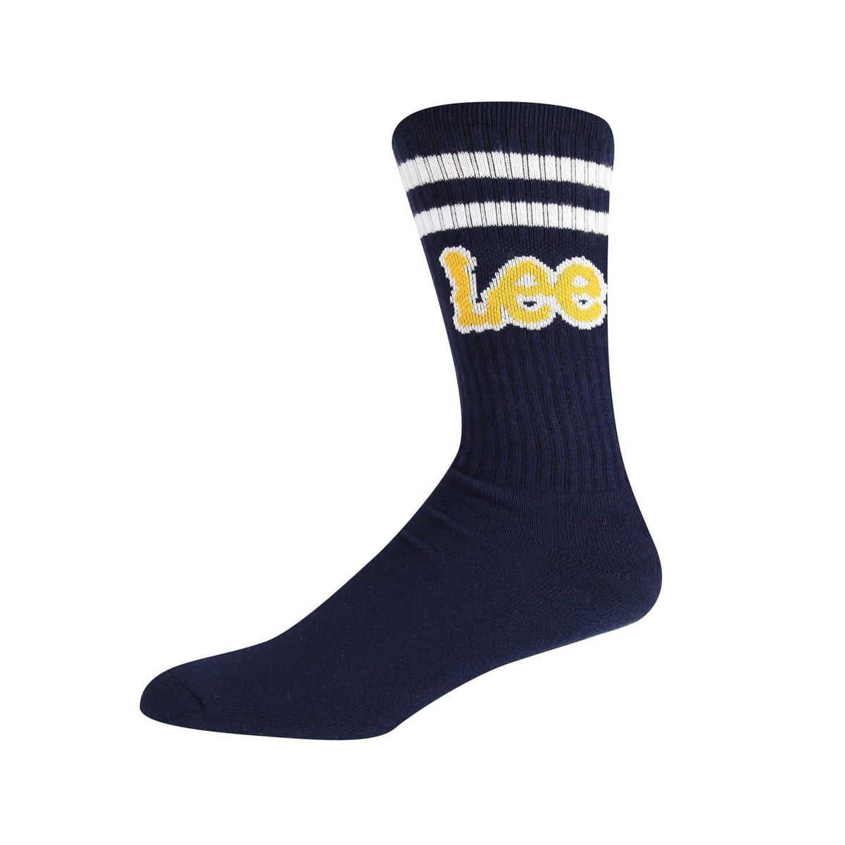 Navy-White-Grey - Back - Lee Mens Erskin Crew Socks (Pack of 3)