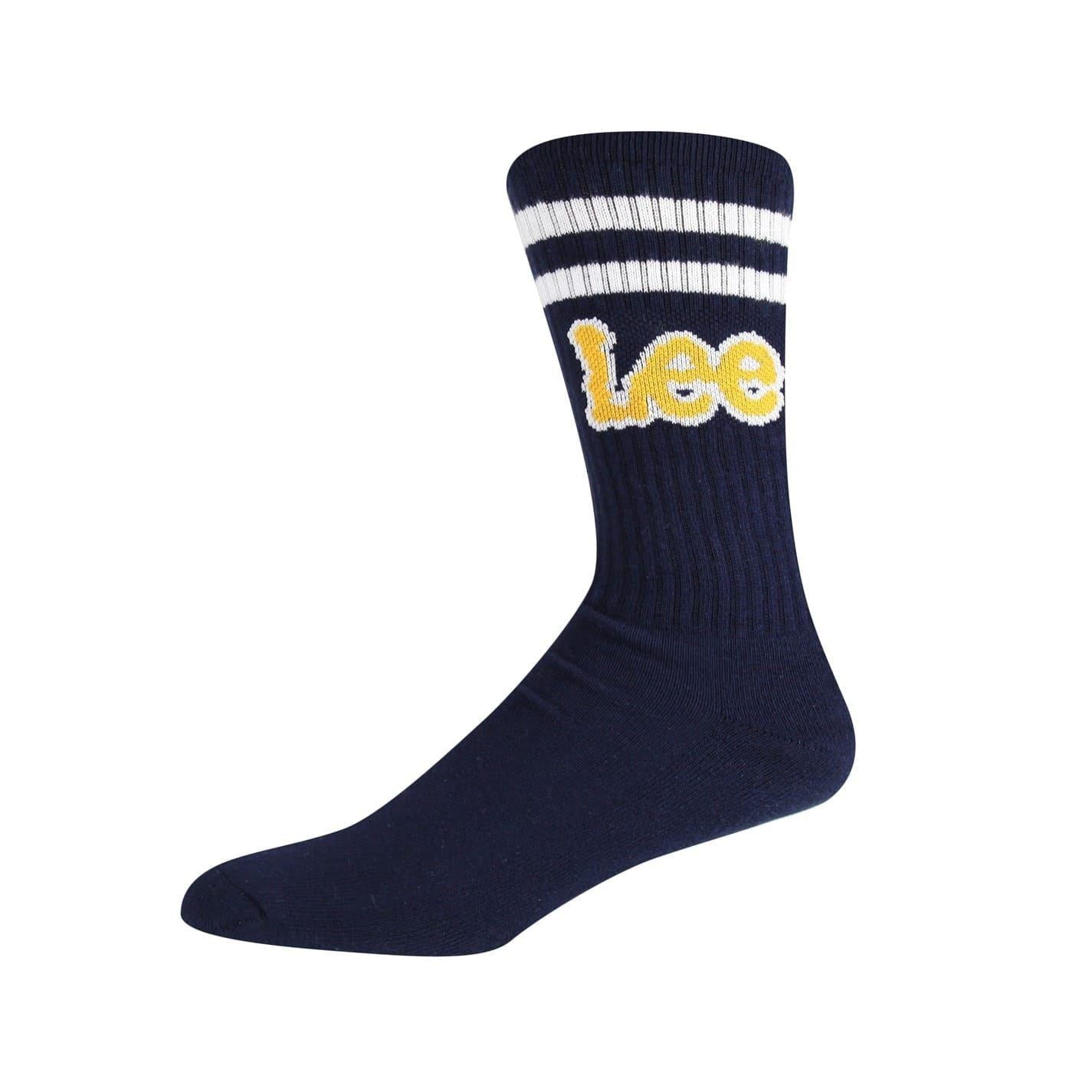 Navy-White-Grey - Back - Lee Mens Erskin Crew Socks (Pack of 3)