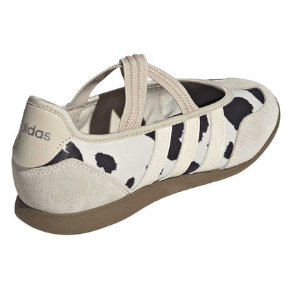 White - Back - Adidas Womens-Ladies Barreda Cow Print Leather Trainers