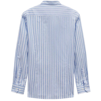 Blue - Back - Bugatti Mens Striped Oxford Shirt