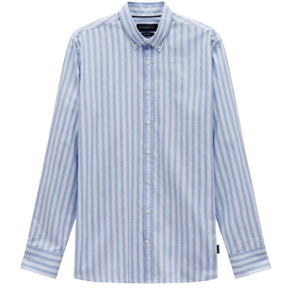 Blue - Front - Bugatti Mens Striped Oxford Shirt