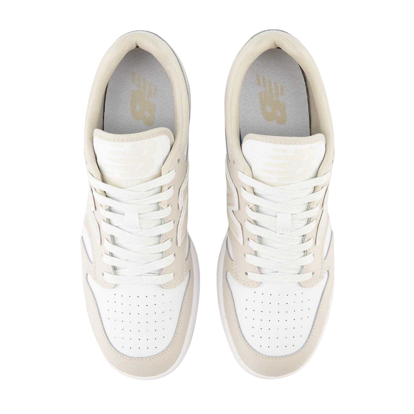 White-Beige - Pack Shot - New Balance Womens-Ladies 480 Leather Trainers